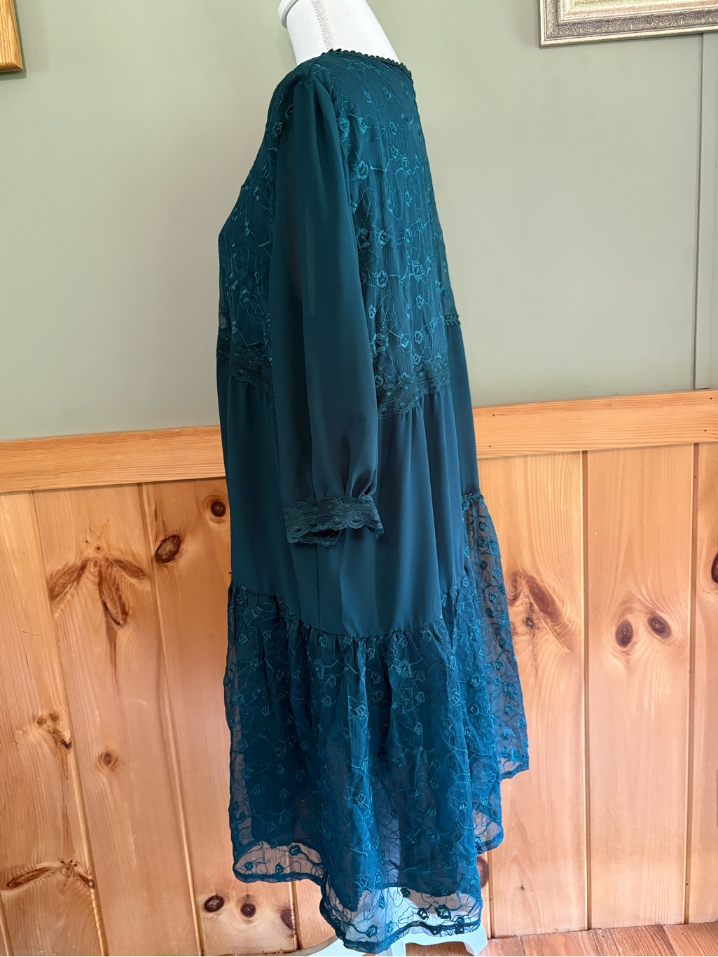 Soolinen Teal Embroidered Lace Tunic Dress Boho Lagenlook Nwt * — image 3 of 8